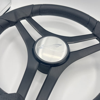 Molinara Marine Steering Wheel Black Brushed Alum Spokes | SeaRay Boats