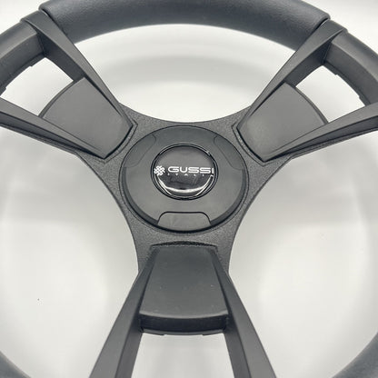 Model M13K Black Boat Steering Wheel KEY HUB Soft Touch Rim ABS Spokes