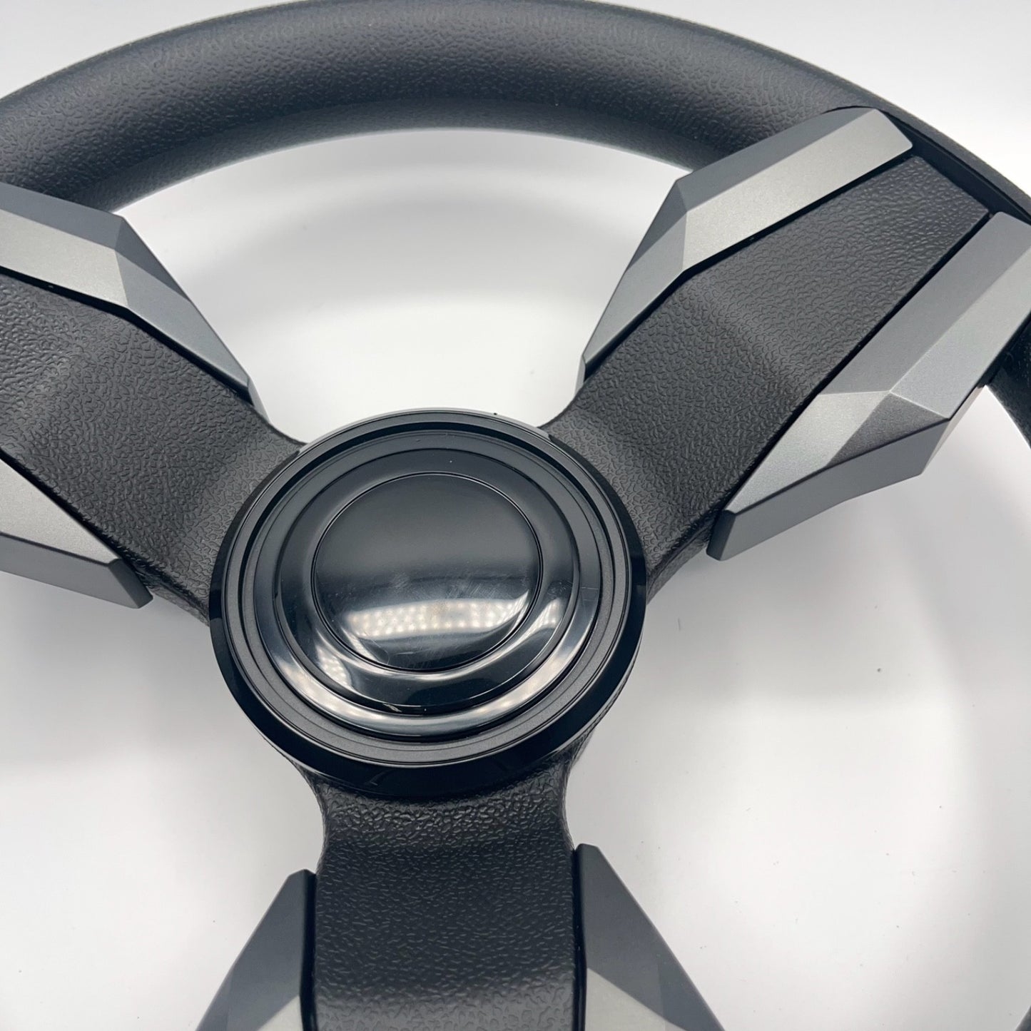 Collina Boat Steering Wheel Dark Gray Inserts - LG Black - Keyed ONLY