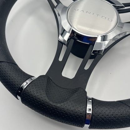 Gussi Italia Boat Steering Wheel Black Brushed Alum Spokes | Manitou