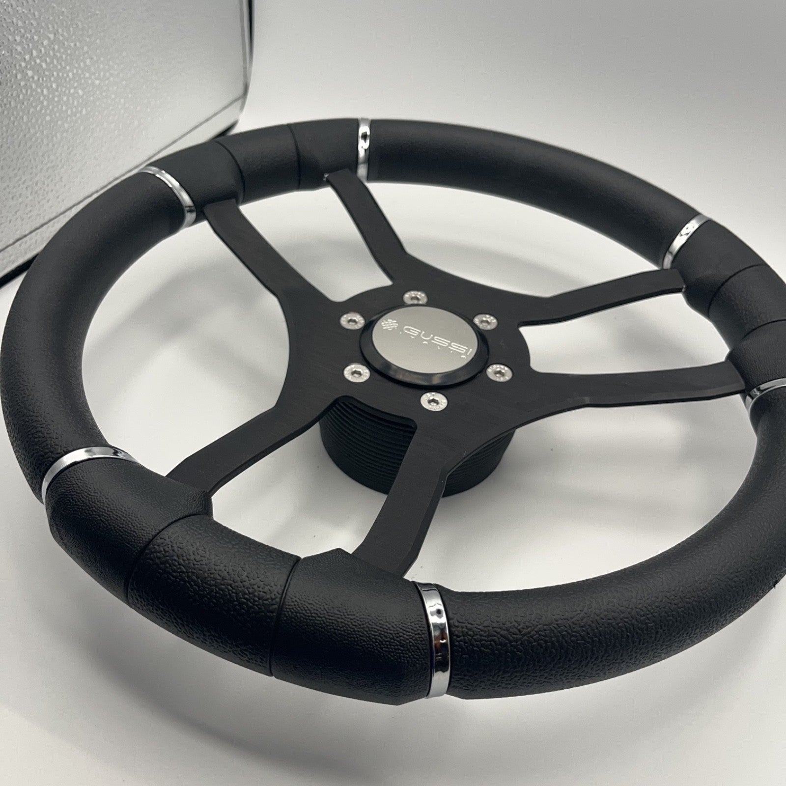 Malera Boat Steering Wheel Black Aluminum Spokes | Gussi Snap-in