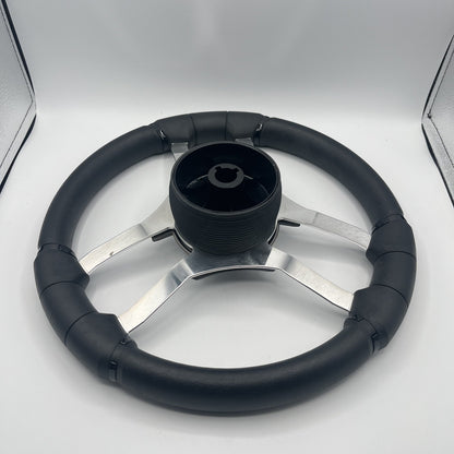 Malera Boat Steering Wheel Chrome Spokes | Blank Black Star