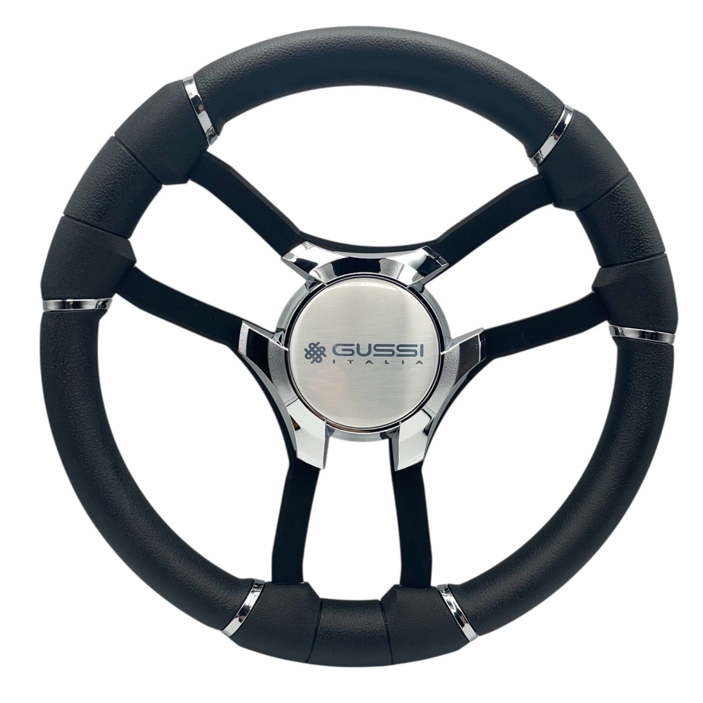 Malera Boat Steering Wheel Black Aluminum Spokes