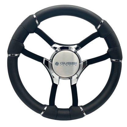 Malera Boat Steering Wheel Black Aluminum Spokes