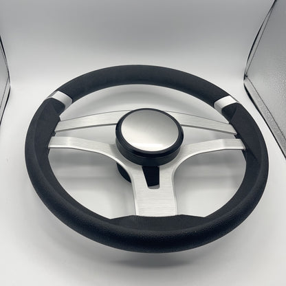 Badia Boat Steering Wheel Brushed Aluminum Spokes - Plain