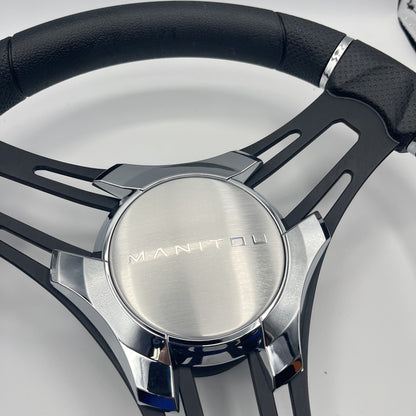 Gussi Italia Boat Steering Wheel Black Brushed Alum Spokes | Manitou