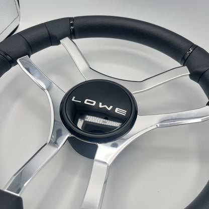 Malera Boat Steering Wheel Chrome Spokes | Lowe Black Dome