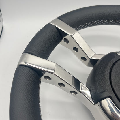 Gussi Italia Boat Steering Wheel Black Stainless Steel Spokes | Gussi Italia