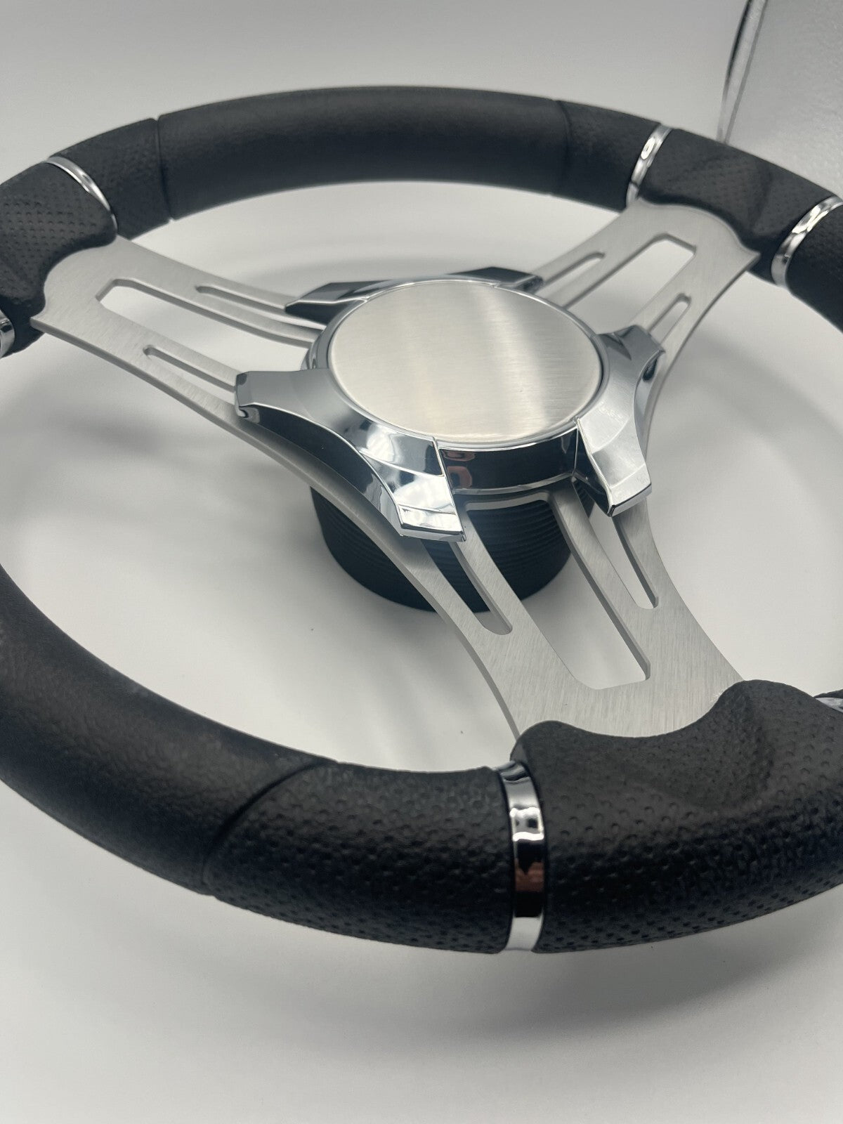 Verona Boat Steering Wheel Gray Brushed Aluminum Spokes