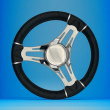 Verona Boat Steering Wheel Gray Brushed Aluminum Spokes