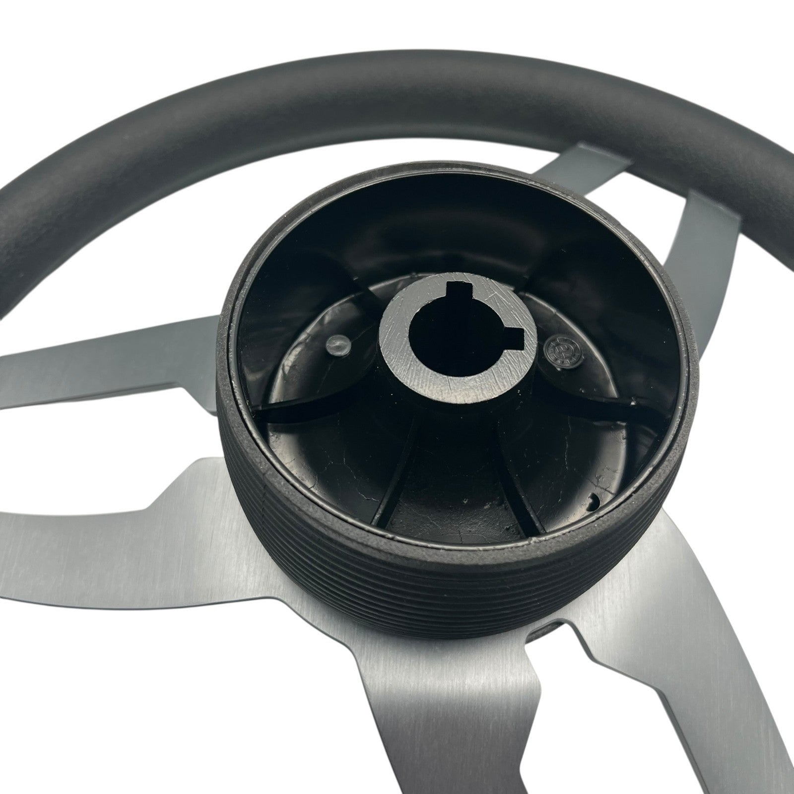 Cabrio Boat Steering Wheel Gray Brushed Alum Spoke | Starburst Center Cap