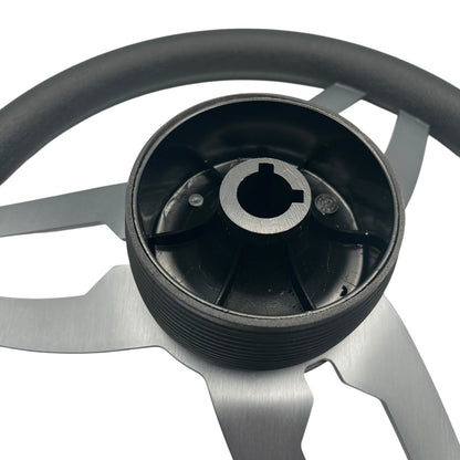 Cabrio Boat Steering Wheel Gray Brushed Alum Spoke | Starburst Center Cap