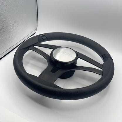 Badia Boat Steering Wheel Brushed Black Aluminum Spokes | Seastar Solutions