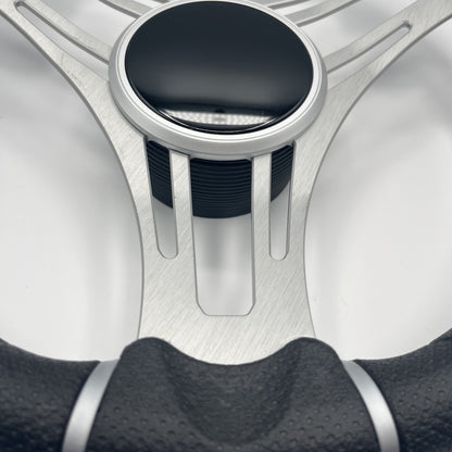 Gussi Italia Boat Steering Wheel Brushed Aluminum Spoke | Black Dome