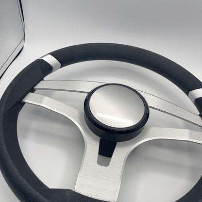 Badia Boat Steering Wheel Brushed Aluminum Spokes - Plain