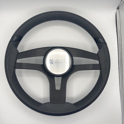 Badia Boat Steering Wheel Brushed Black Aluminum Spokes | Seastar Solutions