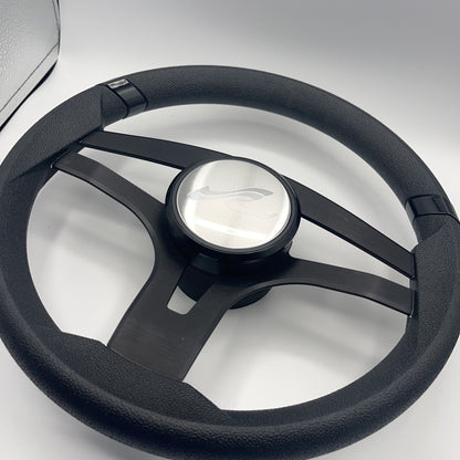 Badia Boat Steering Wheel Brushed Black Aluminum Spokes | SeaRay Boats