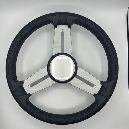 Model 15 Marine Steering Wheel Brush Alum Spokes | Silver Dome