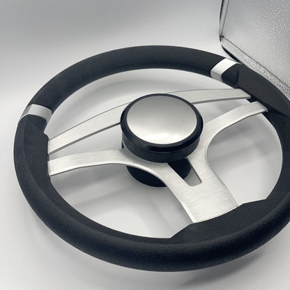 Badia Boat Steering Wheel Brushed Aluminum Spokes - Plain