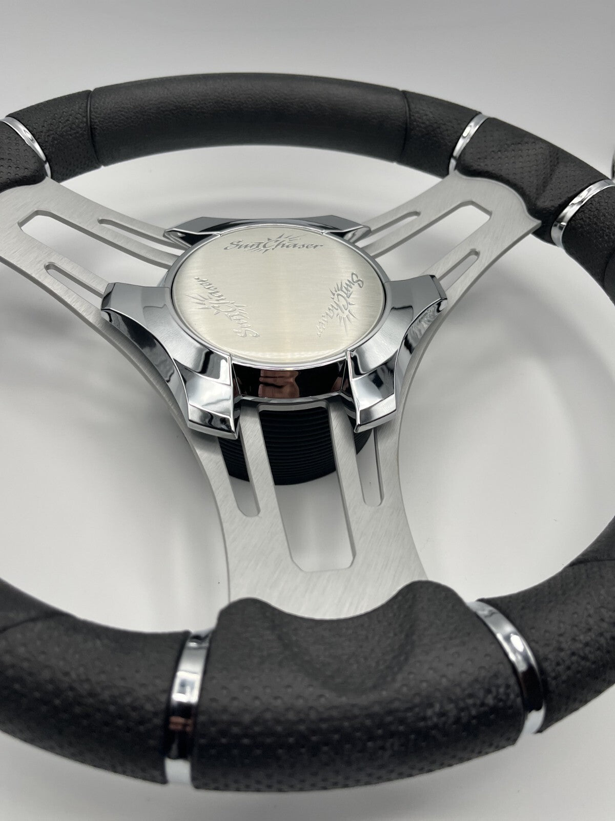 Verona Boat Steering Wheel Brushed Aluminum Spokes | SunChaser