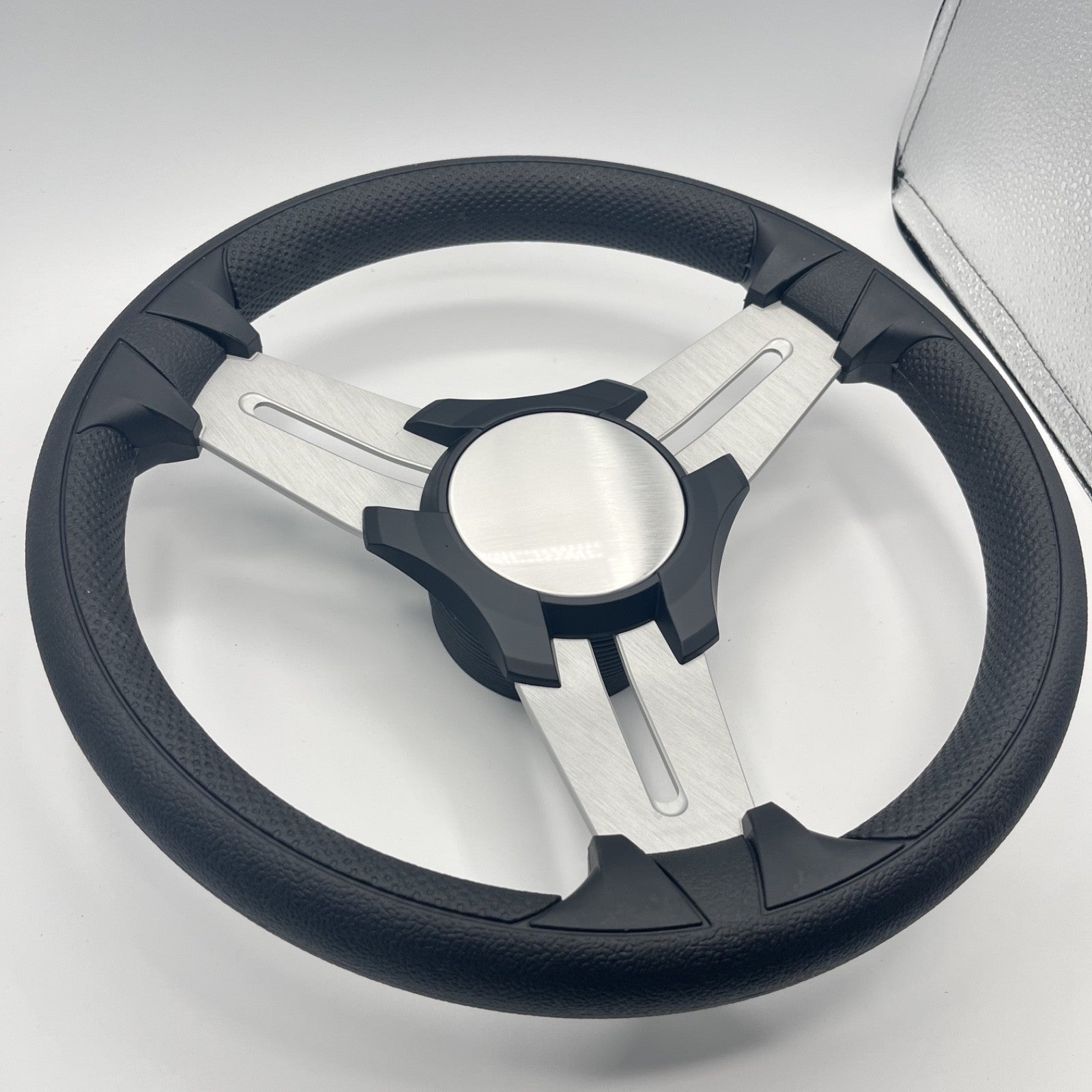 Model 15 Marine Steering Wheel Brush Alum Spokes | Black Blank