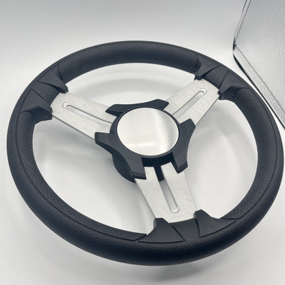 Model 15 Marine Steering Wheel Brush Alum Spokes | Black Blank