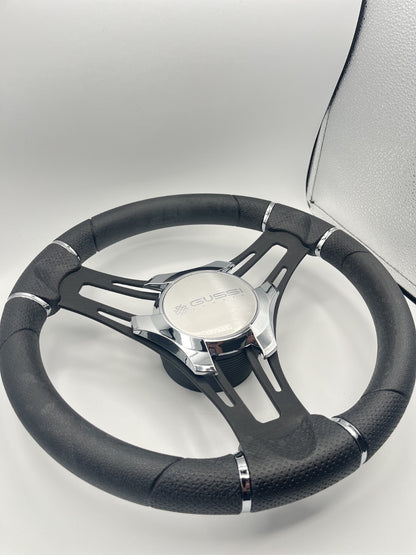 Gussi Italia Boat Steering Wheel Black Brushed Alum Spokes | Gussi Italia