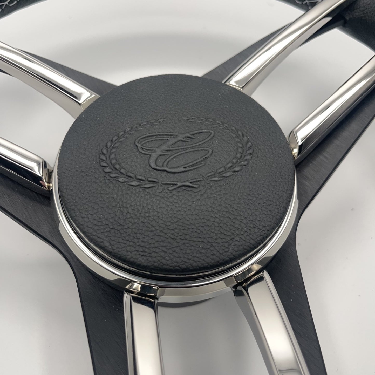 Cobalt Boat Steering Wheel Stainless Steel Spoke Leather Rim | Cobalt Boats Logo