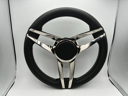 Caneva Boat Steering Wheel Stainless Steel Spoke Leather Rim | Plain