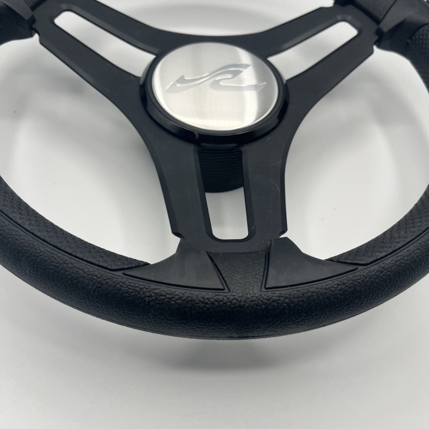 Gussi Italia Marine Steering Wheel Black Brush Metal Spokes | Sea Ray