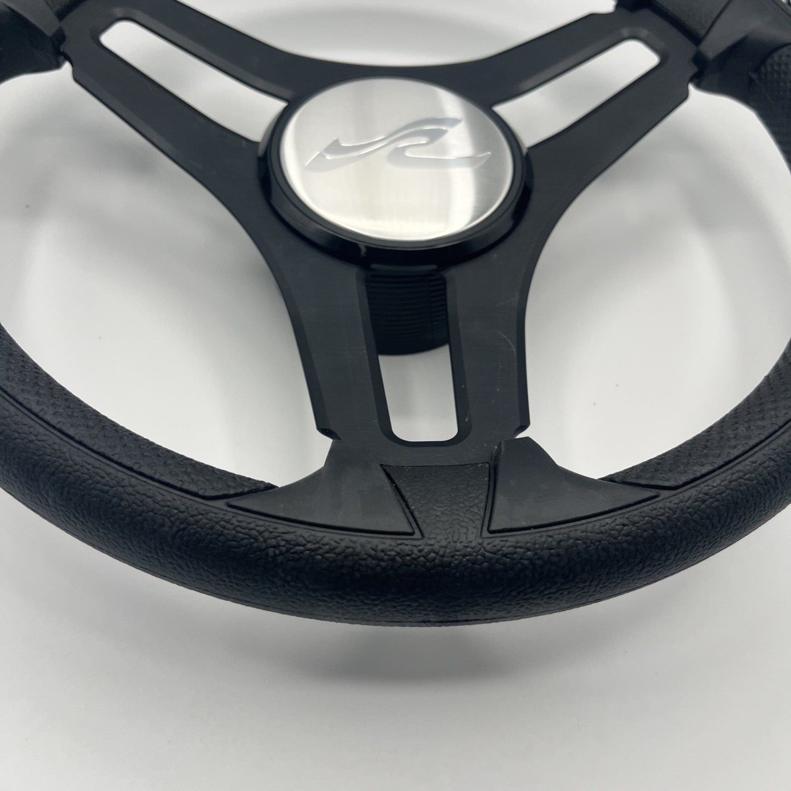 Gussi Italia Marine Steering Wheel Black Brush Metal Spokes | Sea Ray