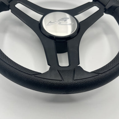 Gussi Italia Marine Steering Wheel Black Brush Metal Spokes | Sea Ray