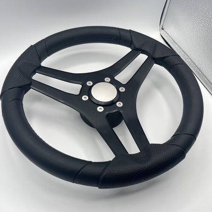 Molinara Marine Steering Wheel Black Brushed Alum Spokes | Blank Style