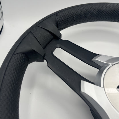 Gussi Italia Marine Steering Wheel Black Brush Metal Spokes | Harris Kayot