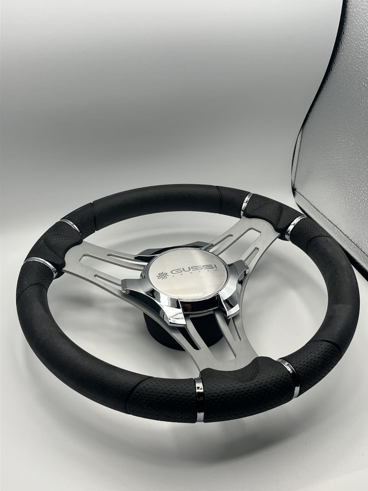 Verona Boat Steering Wheel Gray Brushed Aluminum Spokes | Gussi Italia