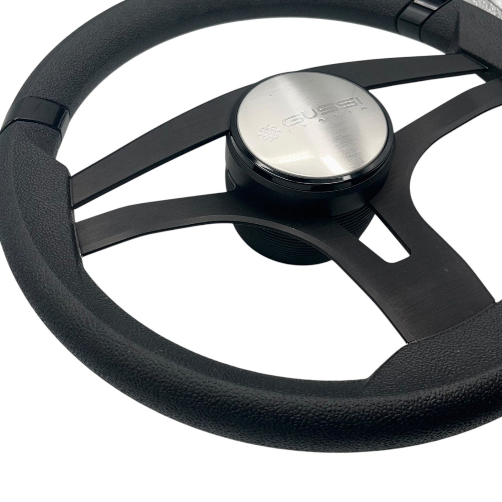 Badia Boat Steering Wheel Brushed Black Aluminum Spokes