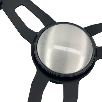 Model 15 Marine Steering Wheel Black Brushed Aluminum Spokes | Blank Dome