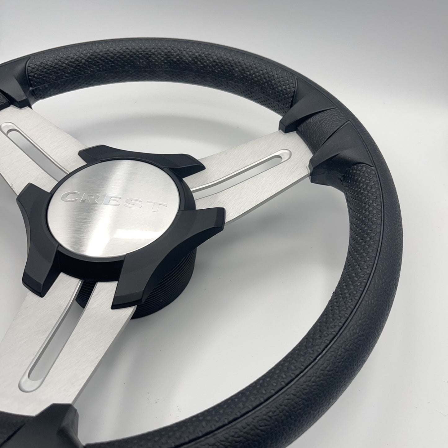Model 15 Marine Steering Wheel Brushed Aluminum Spokes | Crest Logo