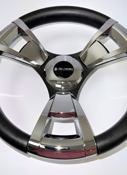 Model M13C Black & Chrome Steering Wheel fits CLUB CAR PRECEDENT Golf Cart