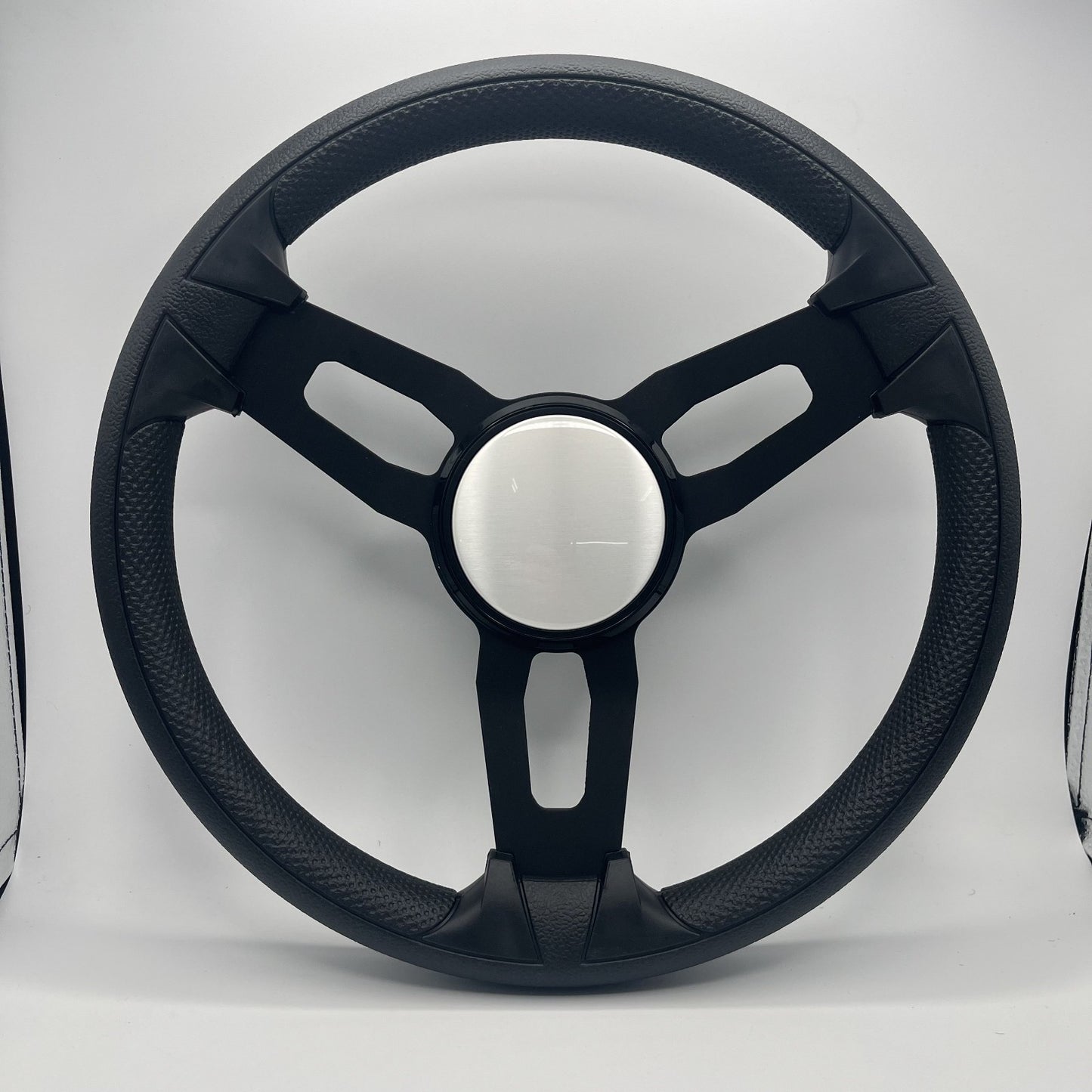 Gussi Italia Boat Model 15 Steering Wheel Black Brushed Alum Spokes | Plain
