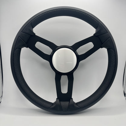 Gussi Italia Boat Model 15 Steering Wheel Black Brushed Alum Spokes | Plain