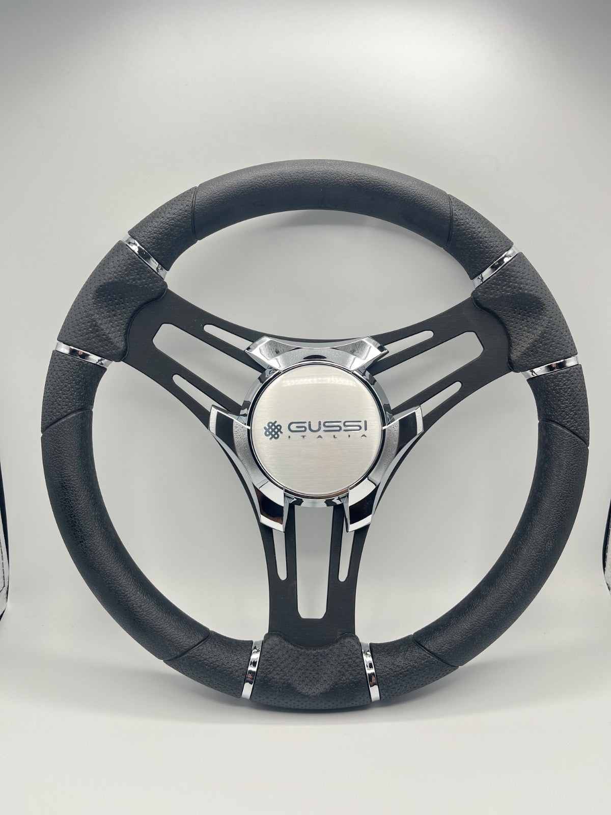 Gussi Italia Boat Steering Wheel Black Brushed Alum Spokes | Gussi Italia