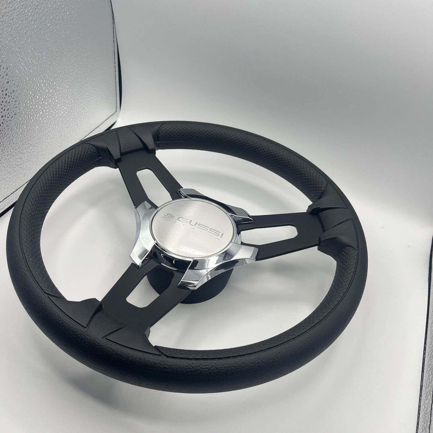 Gussi Italia Boat Model 15 Steering Wheel Black Brushed Alum Spokes | Gussi