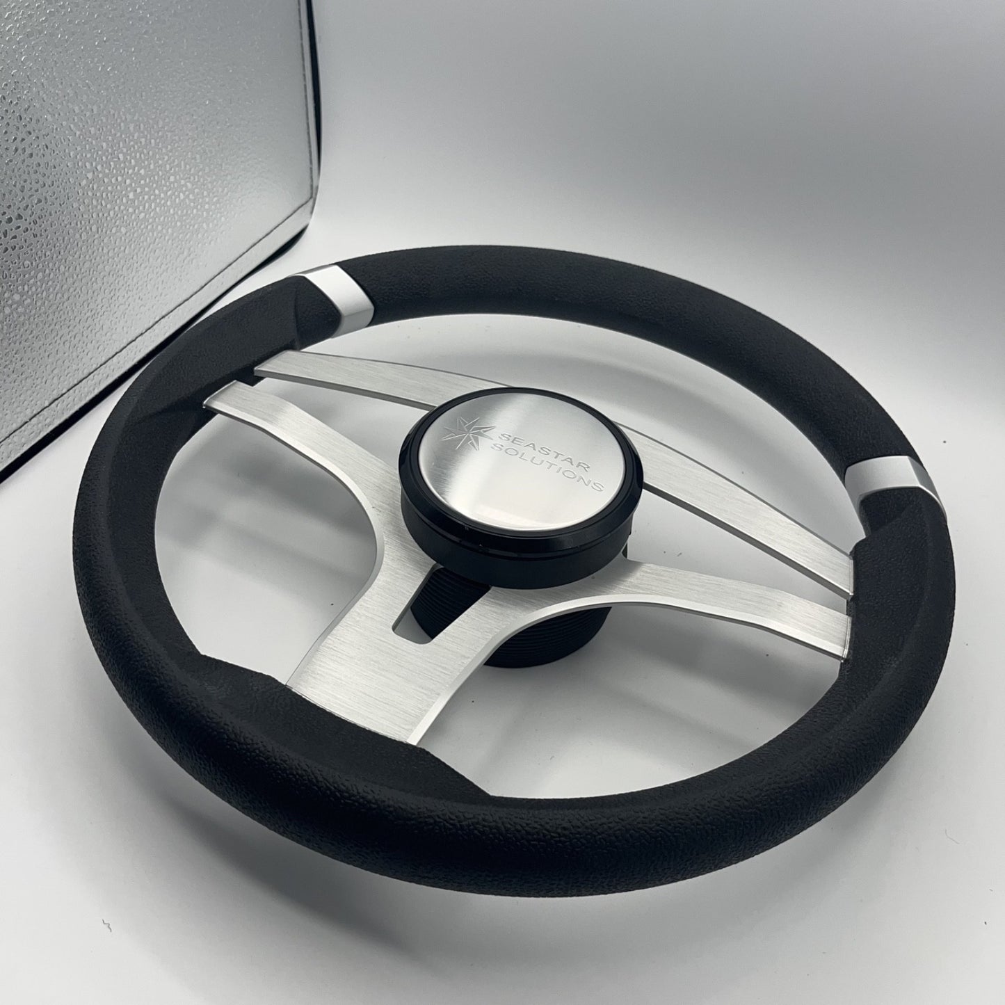 Badia Boat Steering Wheel Brushed Aluminum Spokes | Seastar Solutions