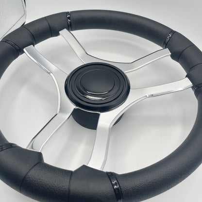 Malera Boat Steering Wheel Chrome Spokes | Blank Black Star