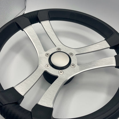 Benaco Boat Steering Wheel Brushed Aluminum Spokes | Blank Snap-in