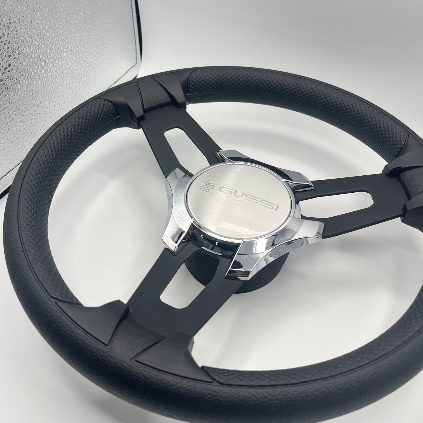 Gussi Italia Boat Model 15 Steering Wheel Black Brushed Alum Spokes | Gussi