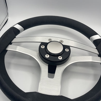 Badia Boat Steering Wheel Brushed Aluminum Spokes | Blank Snap-in