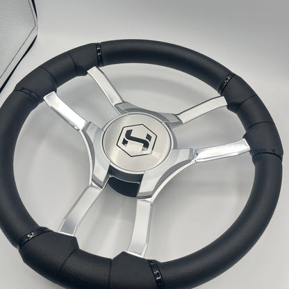 Malera Boat Steering Wheel Chrome Spokes | Harris Kayot Gray Star