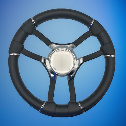 Malera Boat Steering Wheel Black Aluminum Spokes | Starcraft Boats